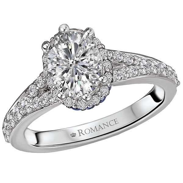 Sapphire and Diamond Semi-Mount Ring