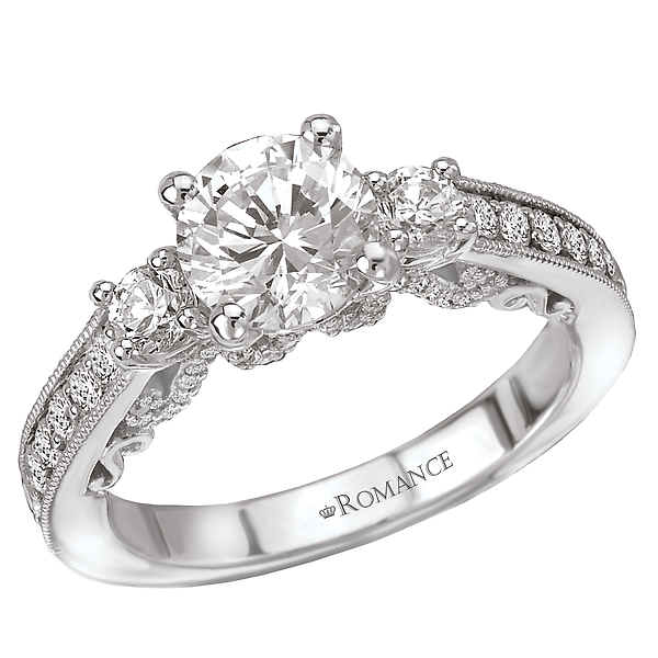 3 Stone Semi-Mount Diamond Ring