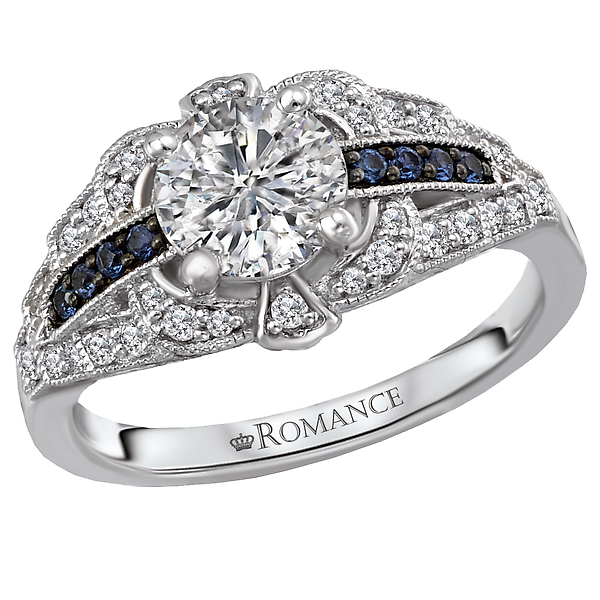 Sapphire and Diamond Semi-Mount Ring