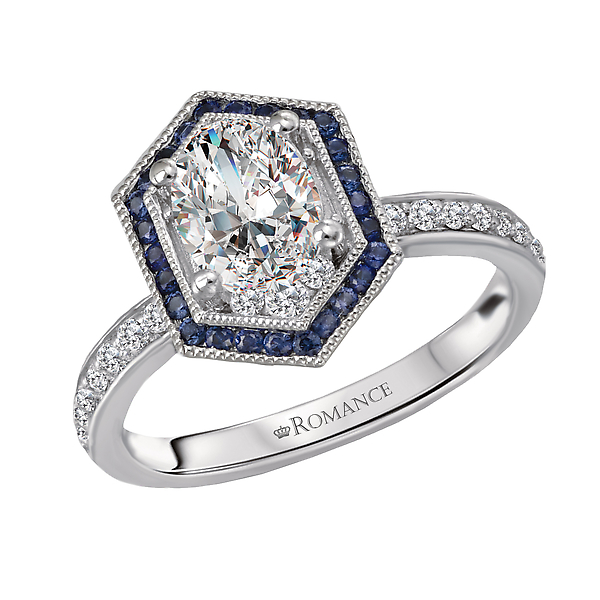Halo Semi Mount Diamond and Gemstone Ring