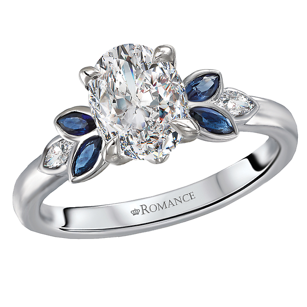 Sapphire and Diamond Semi-Mount Ring