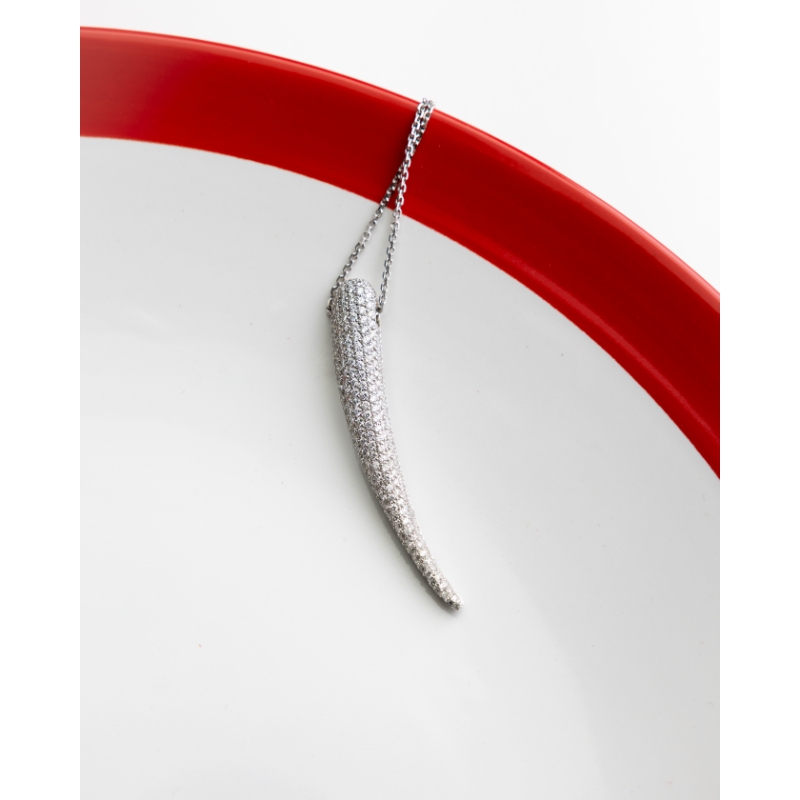 Laurenti 14k White Gold Spear Diamond Pendant Necklace 2.42ct round melee. Diamond E,VVS1 Pendant