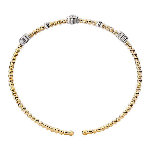 Two-Toned Floral Designed Diamond Cuff Bracelet