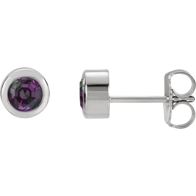 Sterling Silver Imitation Alexandrite Earrings