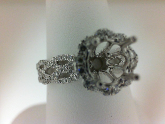 14K WHITE GOLD SEMI MOUNTING WITH .29CTTW ROUND SI CLARITY & G COLOR DIAMONDS SET DOWN THE SHANK AND IN THE SIDE HALO