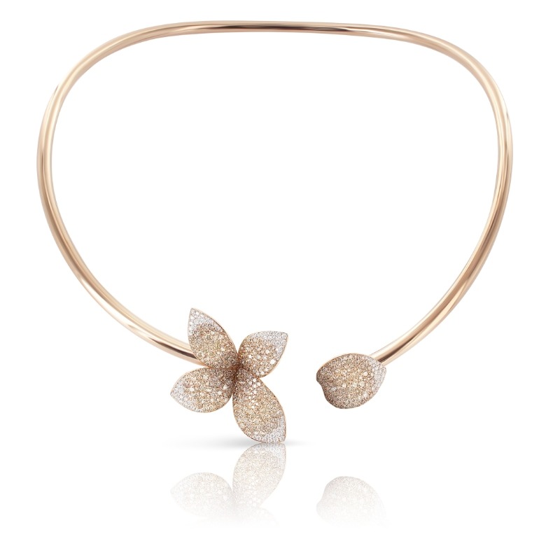 Giardini Segreti Single Flower Collier in 18K Rose Gold with WT/CP Diamonds. DIA-4.15 GLD-35.79