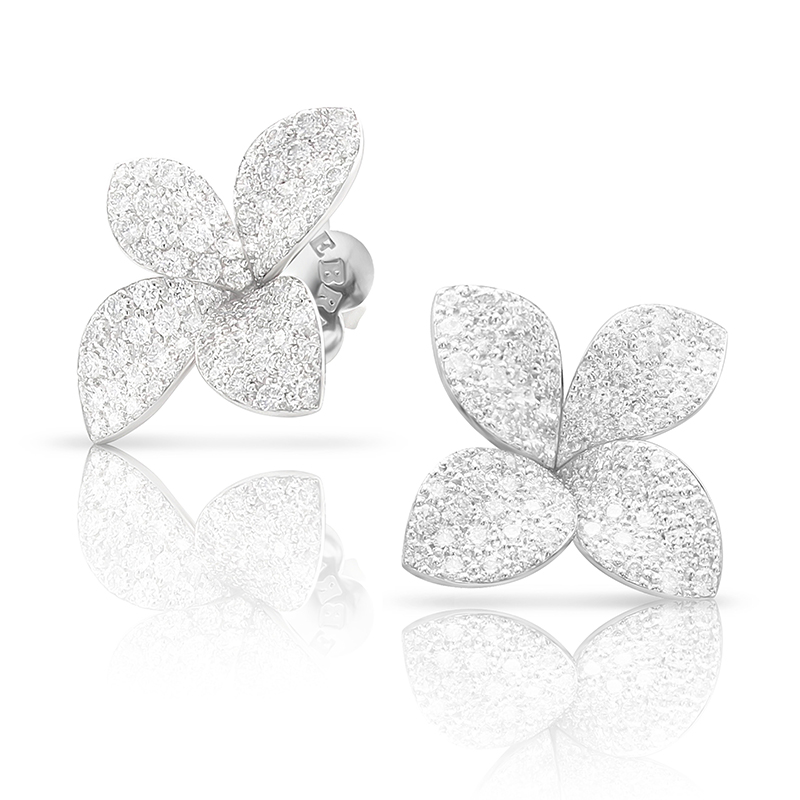 18K WHITE GOLD PETIT GARDEN EARRINGS WITH DIAMONDS 1.28. 