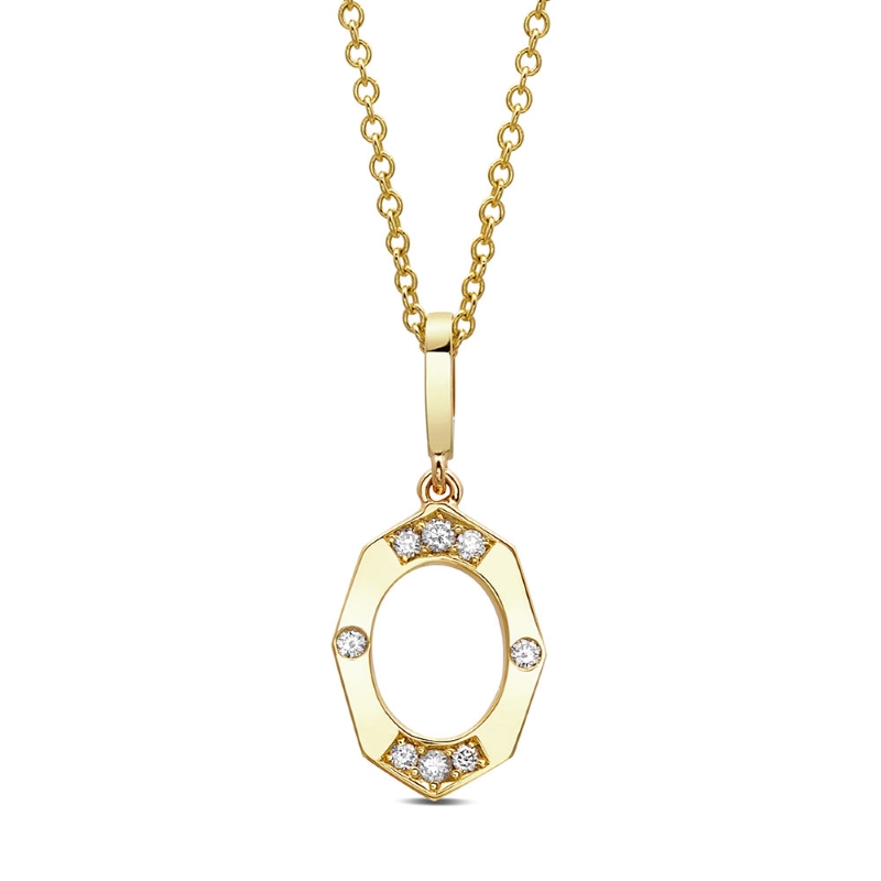 14K YELLOW GOLD DAINTY AFFINITY PENDANT WITH .05CTTW ROUND SI CLARITY & GH COLOR DIAMONDS ON A 16" CABLE CHAIN