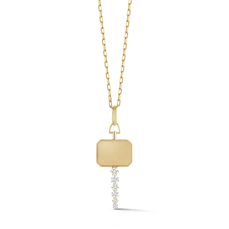 14K YELLOW GOLD HORSESHOE PENDANT WITH .12CTTW ROUND I1 CLARITY & HI COLOR DIAMONDS ON A PENDANT CHAIN