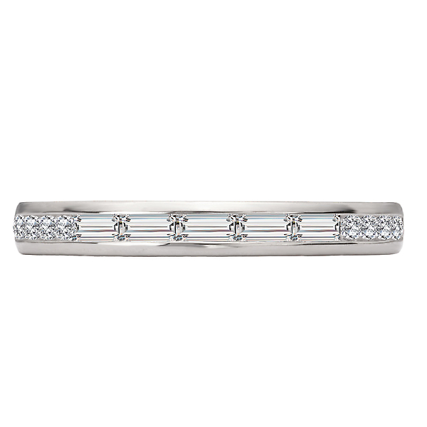 Baguette and Diamond Straight Front Wedding Band