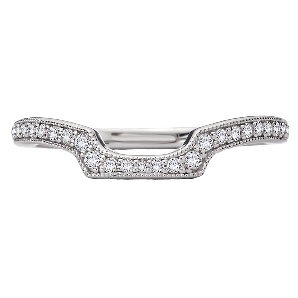 Diamond and Milgrain Detail Curved Wedding Band