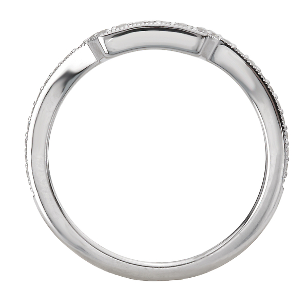 Diamond and Milgrain Detail Curved Wedding Band