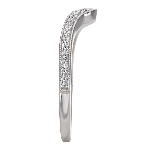 Diamond and Milgrain Detail Curved Wedding Band