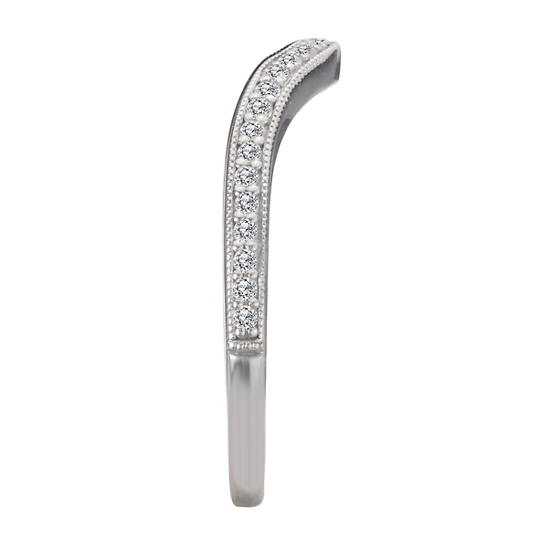 Diamond and Milgrain Detail Curved Wedding Band