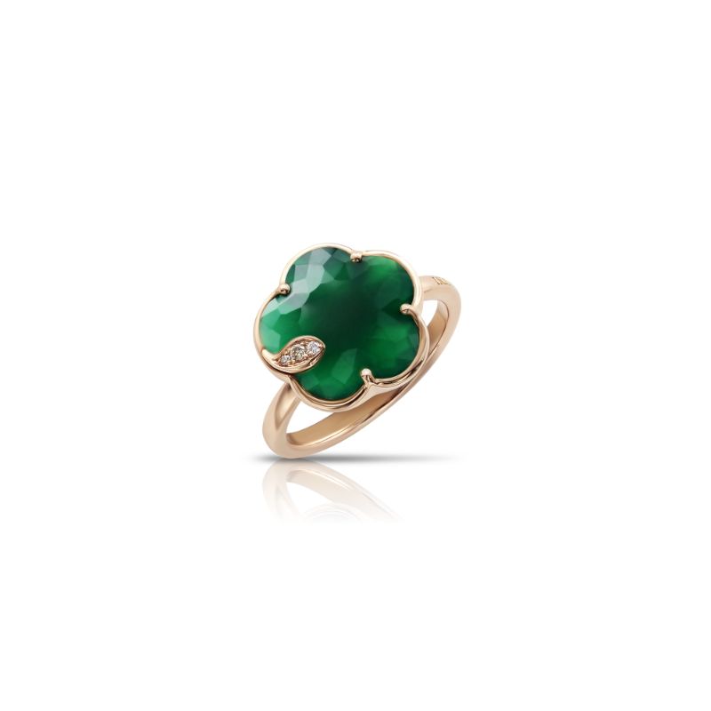 18K PINK GOLD JOLI GREEN QUARTZ RING 0.04-DIA, 3.86-GREEN QRTZ. 