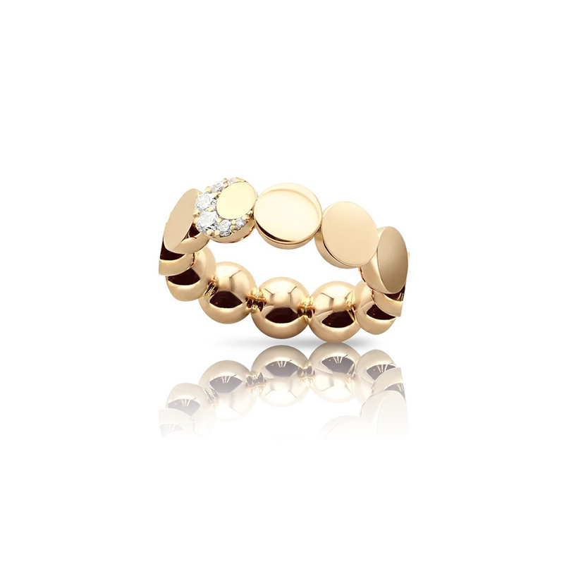 18K ROSE GOLD LUCE SMALL CIRCLE WITH DIAMONDS RING DIA-0.10. SIZE M