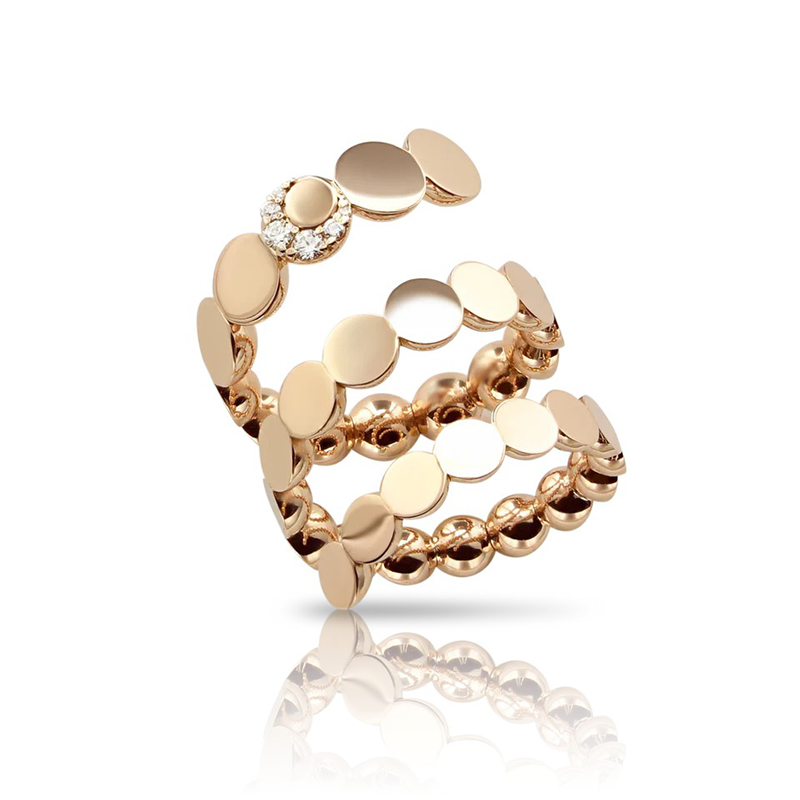 18K ROSE GOLD LUCE THREE TWIST RING WITH DIAMONDS. 0.11