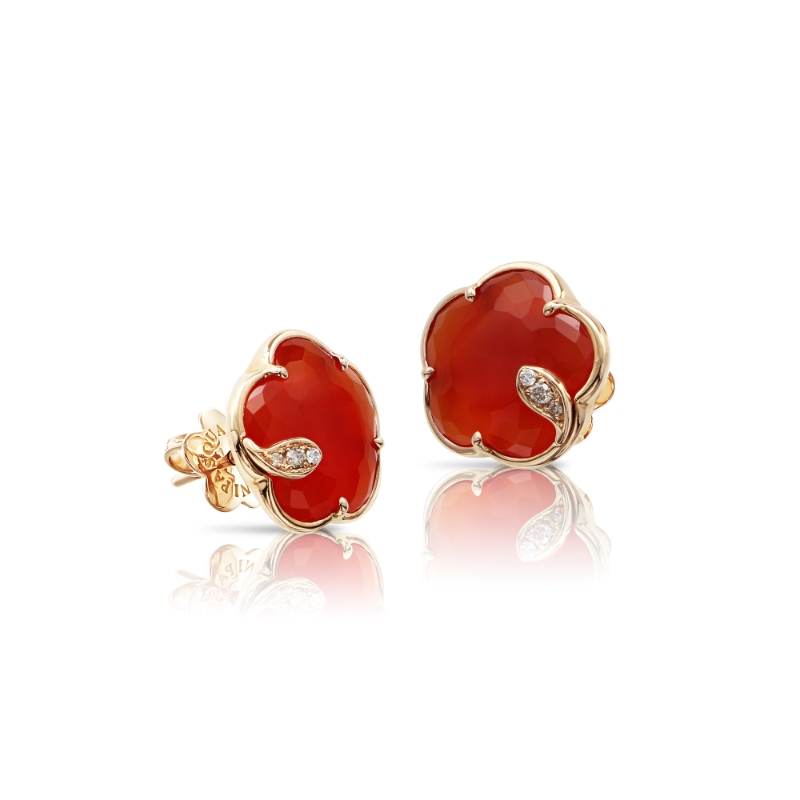 18K ROSE GOLD PETIT JOLI CARNELIAN AND DIAMOND EARRINGS. 