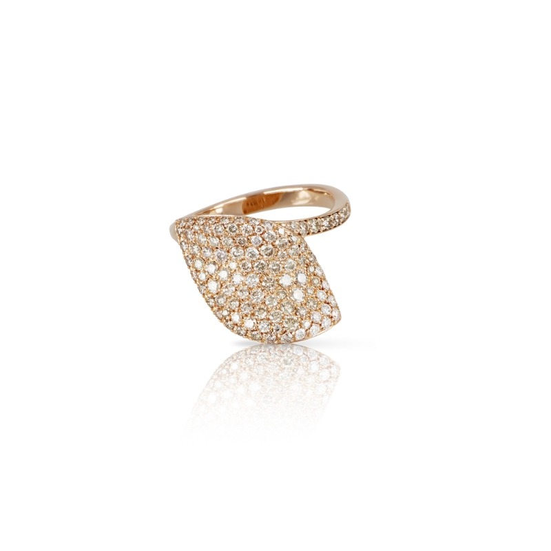 18K ROSE GOLD ALELUIA RING WITH WHITE AND CHAMPAGNE DIAMONDS. DIA-1.04 GLD-4.49