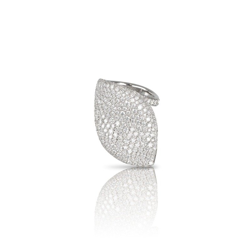 18K WHITE GOLD ALELUIA' XL RING WITH WHITE DIAMONDS. 