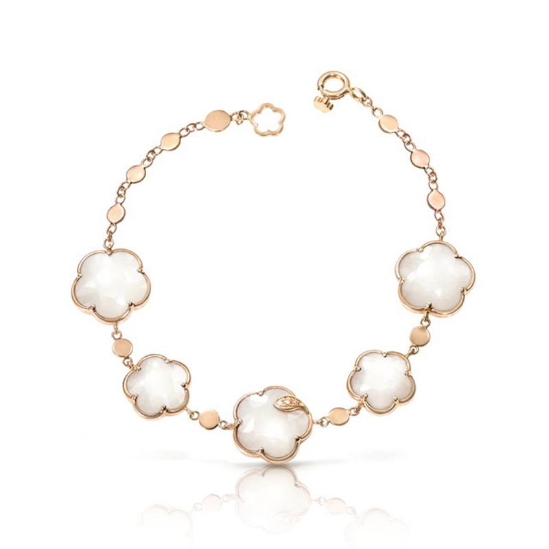 18K ROSE GOLD TON JOLI BRACELET WITH MOP AND DIAMONDS. DIA-0.04, MOP-15.14,GLD-6.27