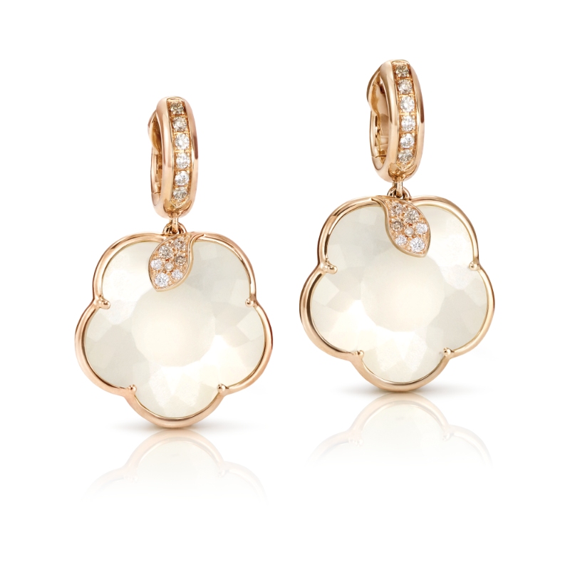 18K ROSE GOLD TON JOLI EARRINGS WITH MOONSTONE, MOP AND DIAMOND DIA-0.44. WHTS- STONE-22.34, GLD 9.87