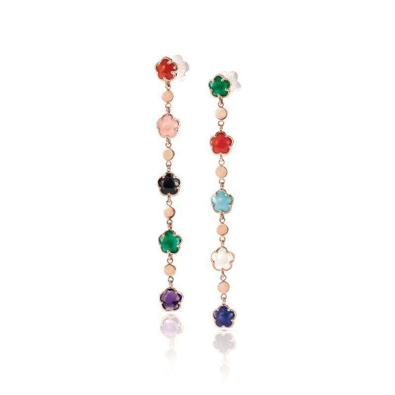 18K ROSE GOLD FIGLIA DEI FIORI EARRINGS WITH COLORED GEMS. OTHER-5.22, GLD-4.42