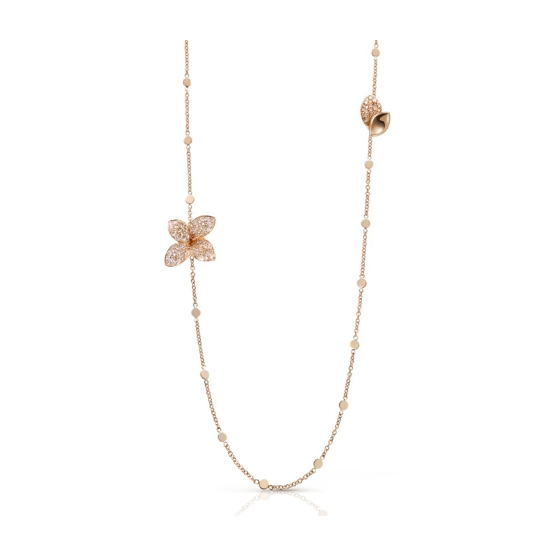 18K ROSE GOLD DIAMOND GIARDINI SEGRETI OPERA NECKLACE DIA-1.18,GLD11.87. 