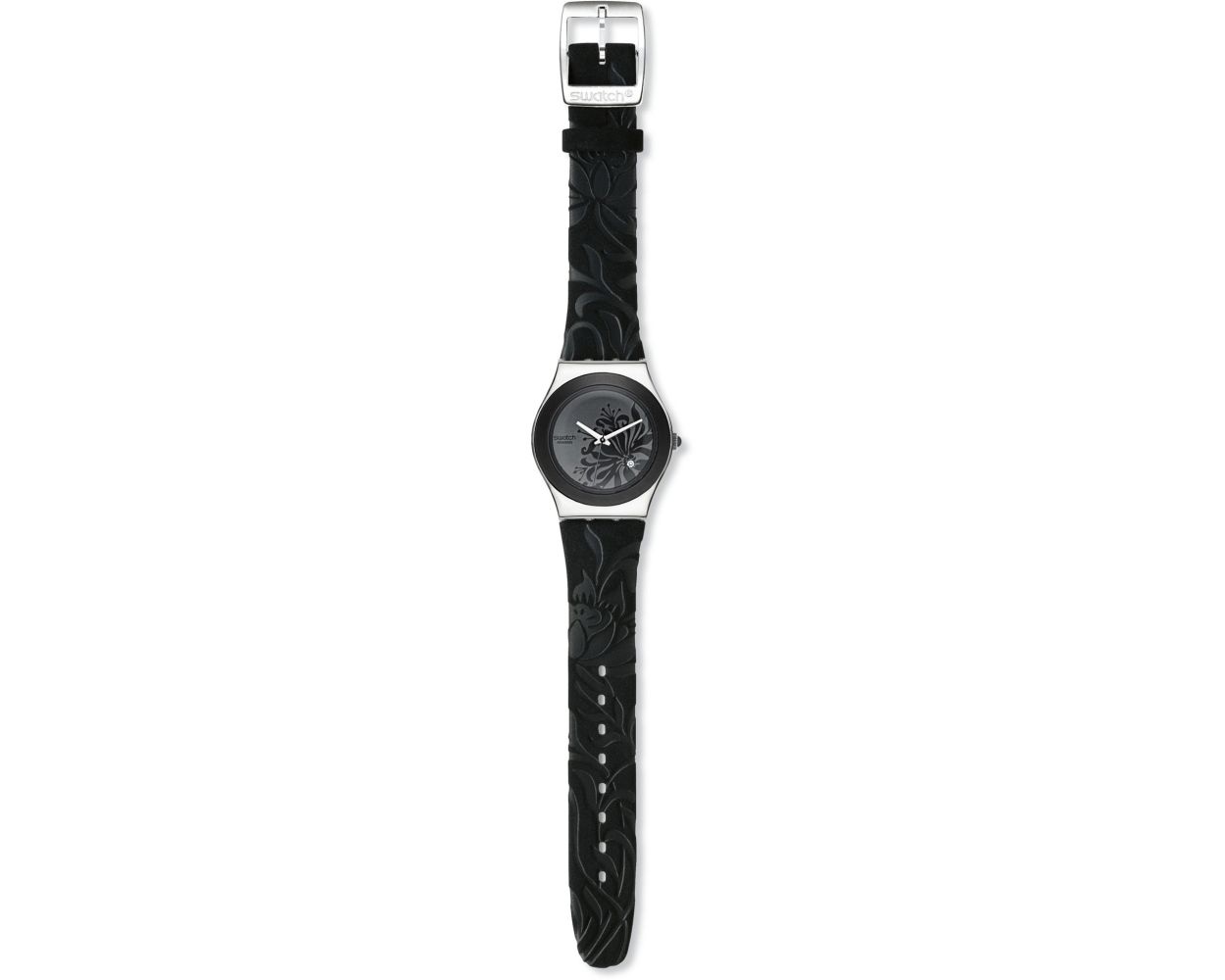 Swatch Irony Black Flower YLS146 - A Sleek Stainless Steel Timepiece