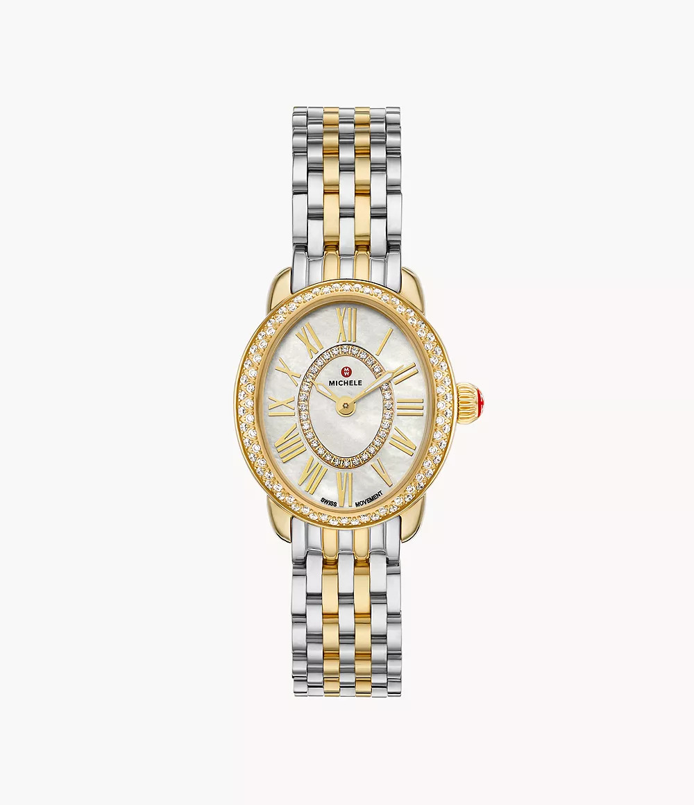 Serein Oval Diamond Two-Tone 18K Gold-Plated Watch