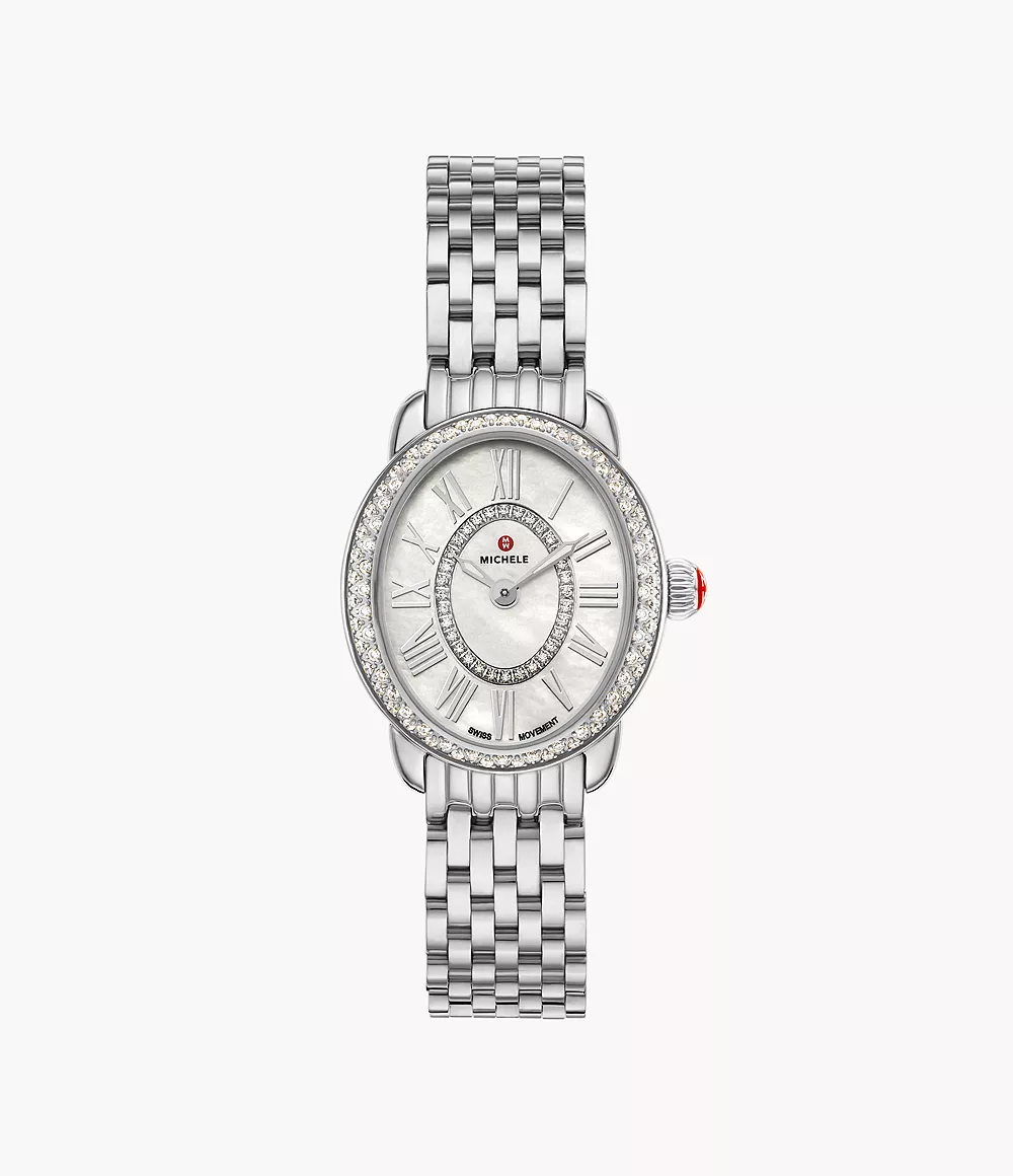 Serein Oval Diamond Stainless Steel Watch