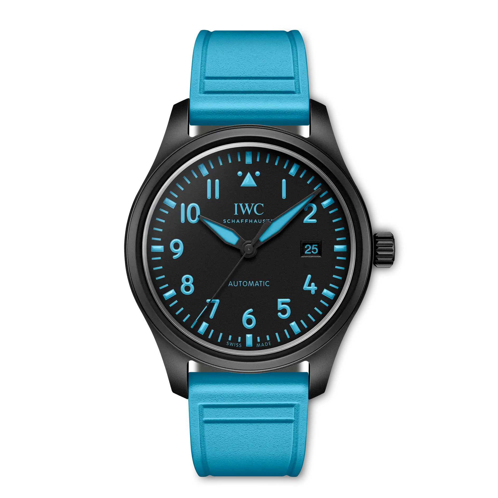 41MM Pilot's Watch Automatic George Russell in Black Ceramic with Blue Rubber Strap