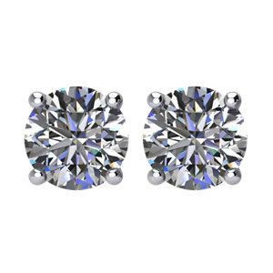 Sterling Silver 4mm Round Cubic Zirconia Earrings