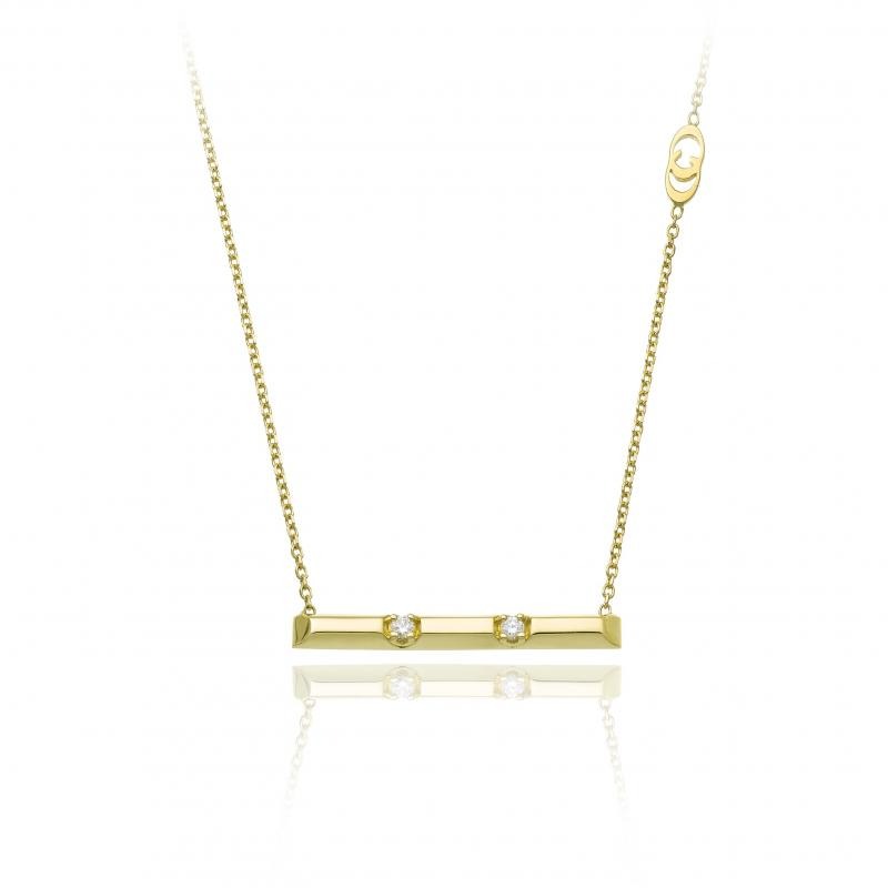 18K YELLOW GOLD CHOCOLAT PENDANT WITH DIAMONDS. GLD-3.40 DIA-0.07, VS-G