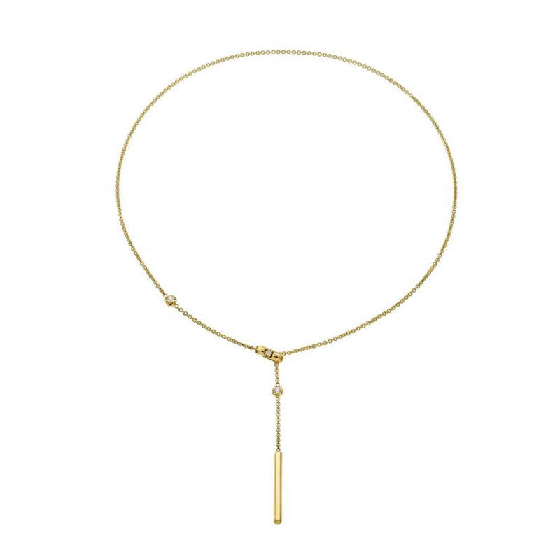 CHIMENTO 18K YELLOW GOLD GIRCOLLO CHOCOLAT LARIAT NECKLACE WITH 3 DIAMONDS. DIA-0.16 VS-G GLD-5.80