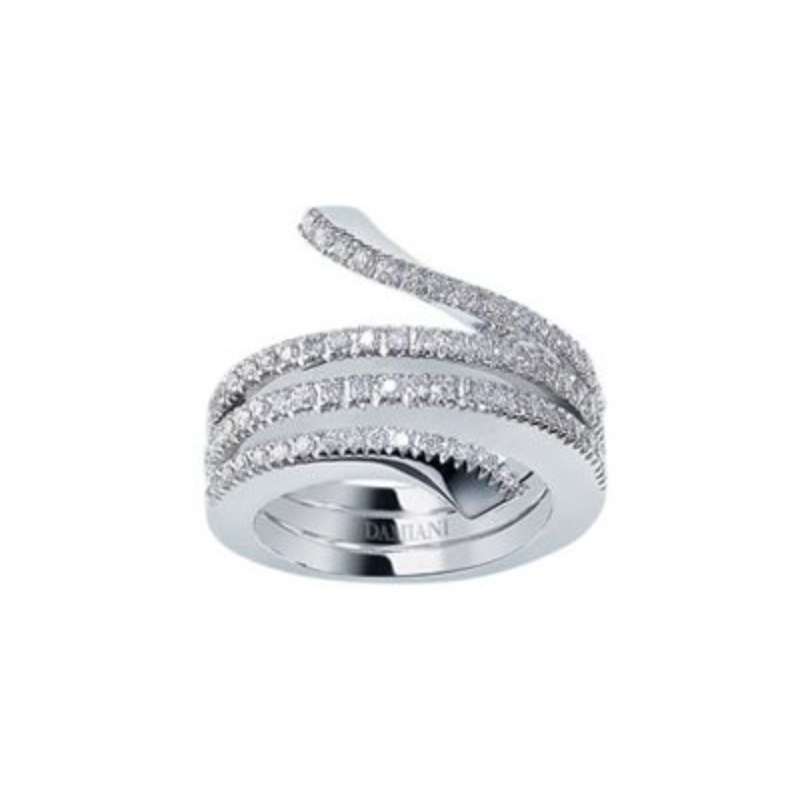 Damiani 18K White Gold Eden Snake Ring with Diamonds