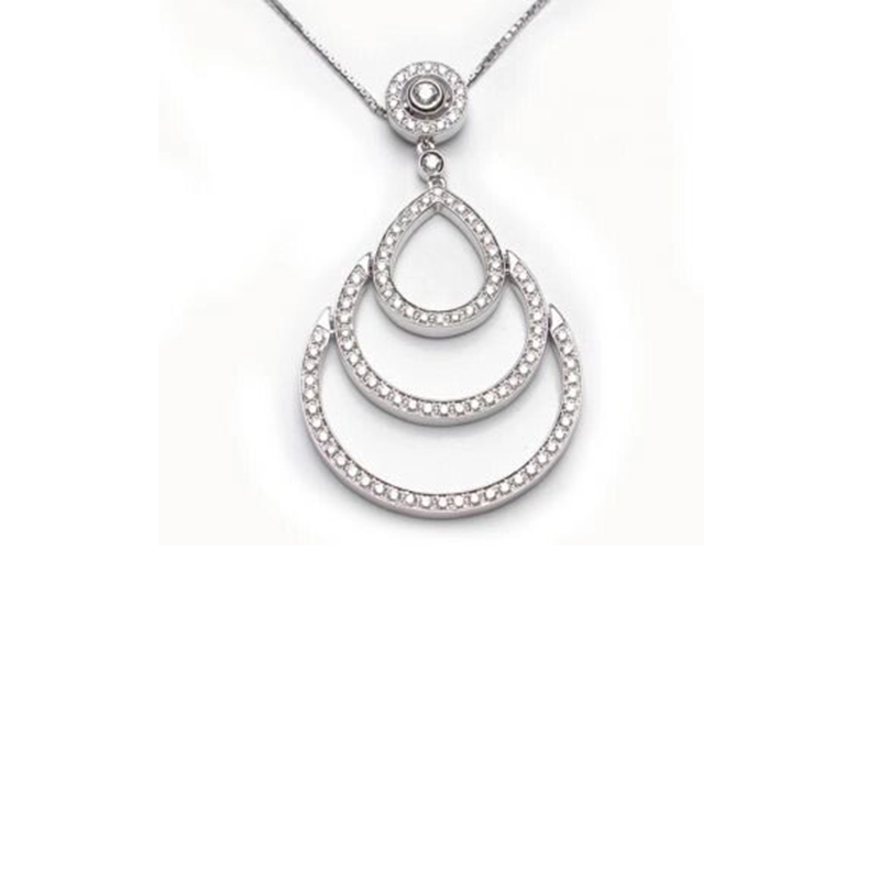 DAMIANI 18K WHITE GOLD AND DIAMOND PEAR SHAPE PENDANT