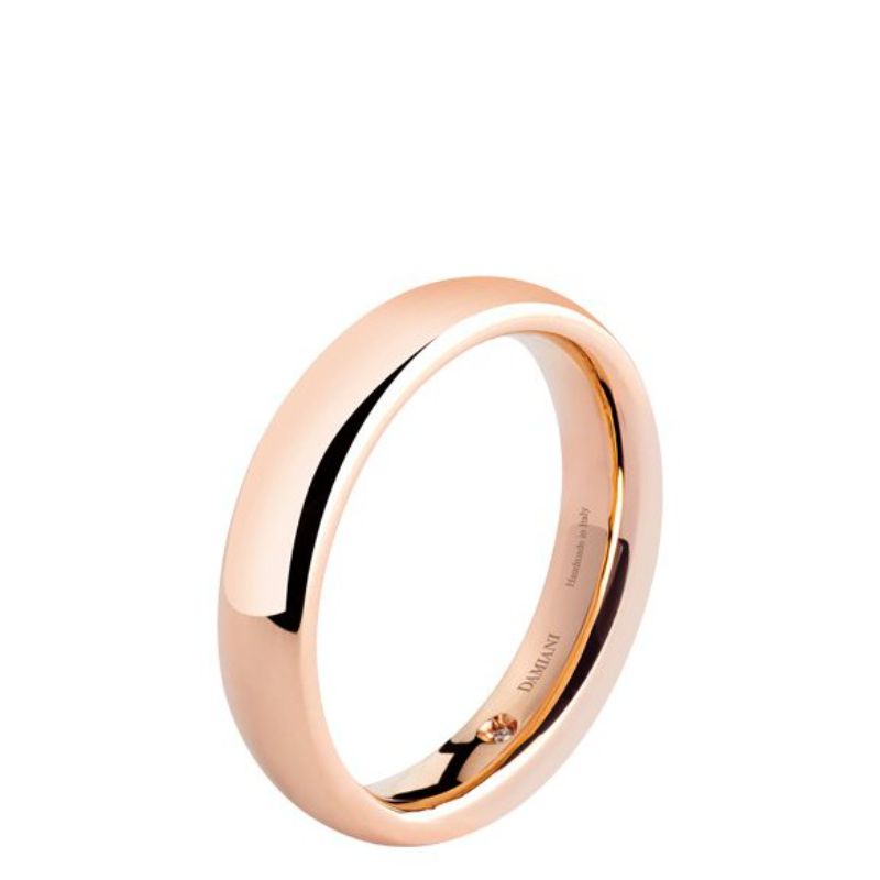 DAMIANI 18K ROSE GOLD WEDDING BAND SIZE 21 DIAMOND INSIDE 0.0050.