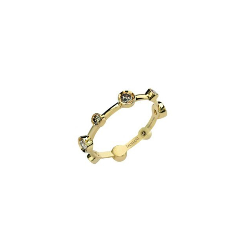 Damiani 18K Yellow Gold Moon Drop Ring With Brown Diamonds 0.4000 Size 15.
