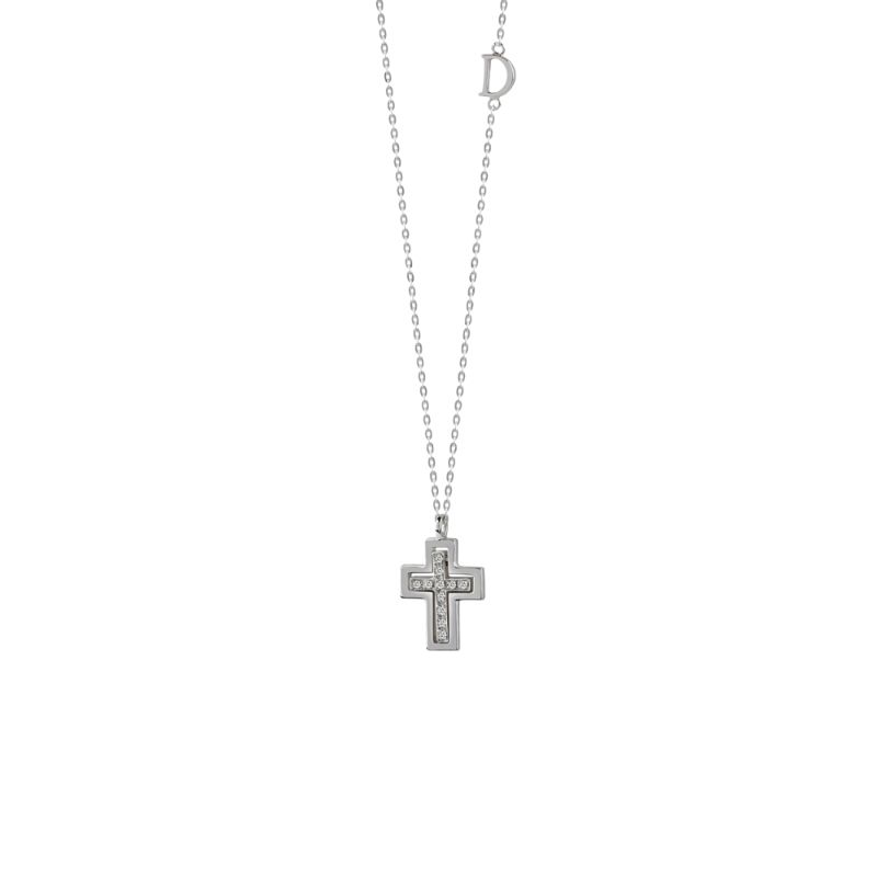 BELLE EPOQUE WHITE GOLD DIAMOND CROSS PENDANT 0.0490. 