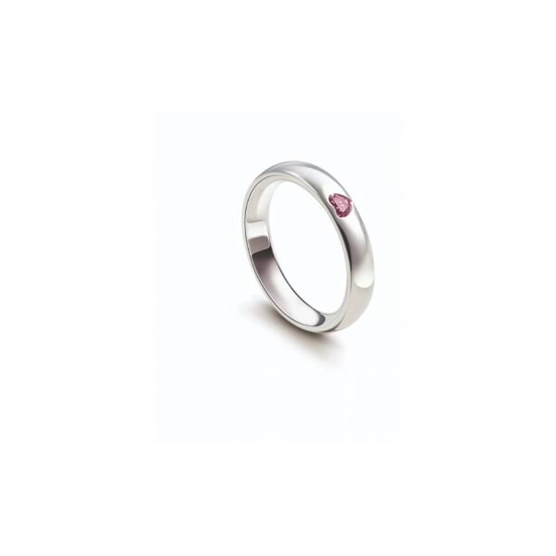 DAMIANI 18K WHITE GOLD VERAMORE WEDDING BAND WITH RUBY HEART, SIZE 13.