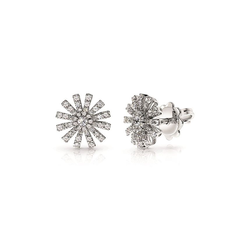 Damiani 18k White Gold Flower Diamond Stud Earrings 0.50ctw. 