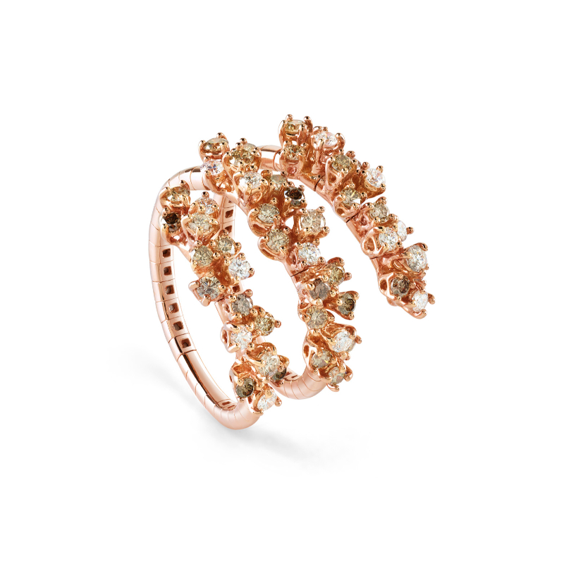 Damiani 18k ping gold diamond ring 1.21 ctw. 
