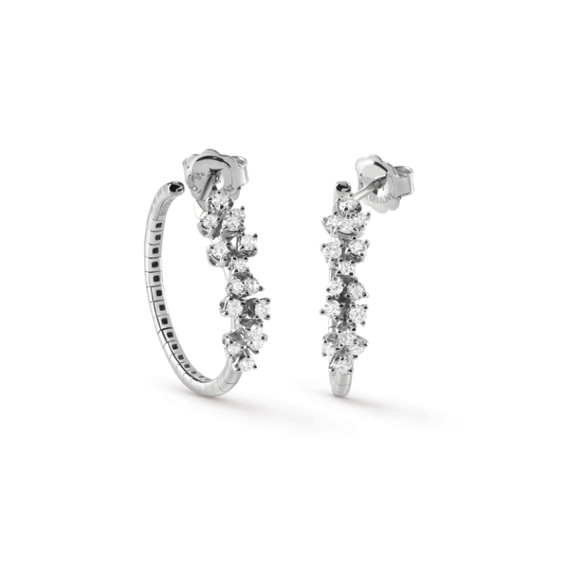 18k White Gold Mimosa Flexi Diamond Earrings 0.70ctw.