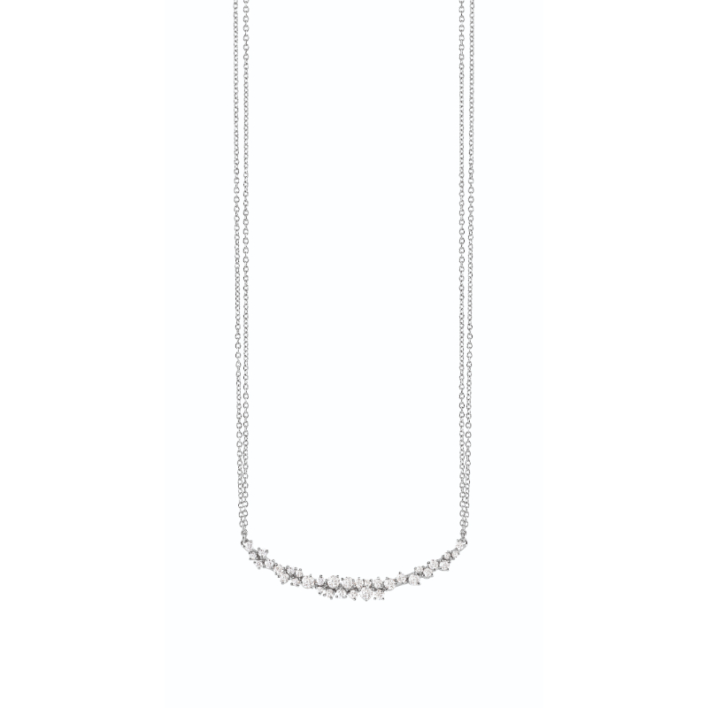 Damiani 18k White Gold Mimosa Flexi Diamond Necklace. 