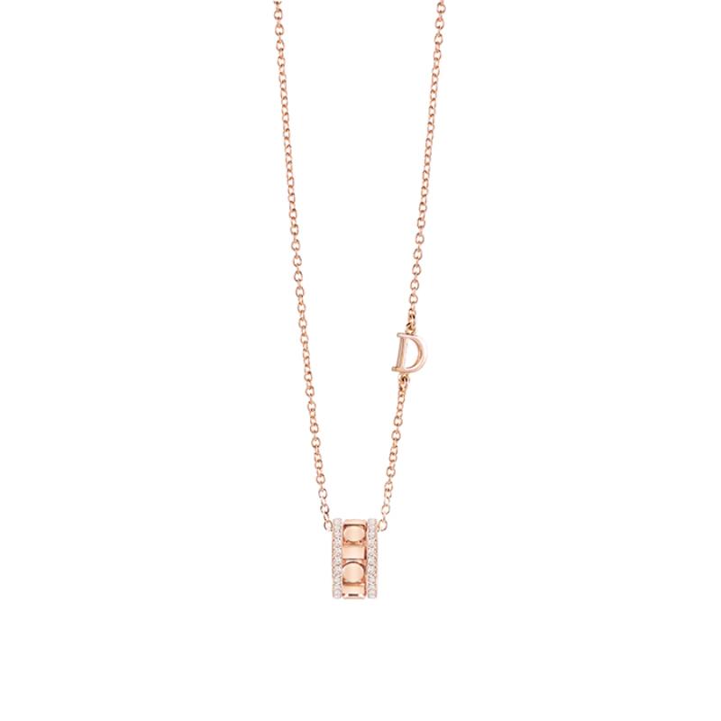 DAMIANI 18K ROSE GOLD BELLE EPOQUE REEL NECKLACE 0.1860. 