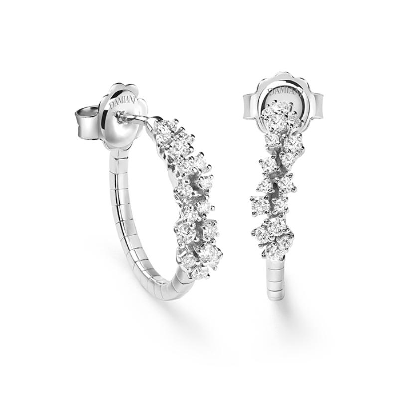 18K WHITE GOLD MIMOSA DIAMOND HOOP EARRINGS 0.45CTW. 