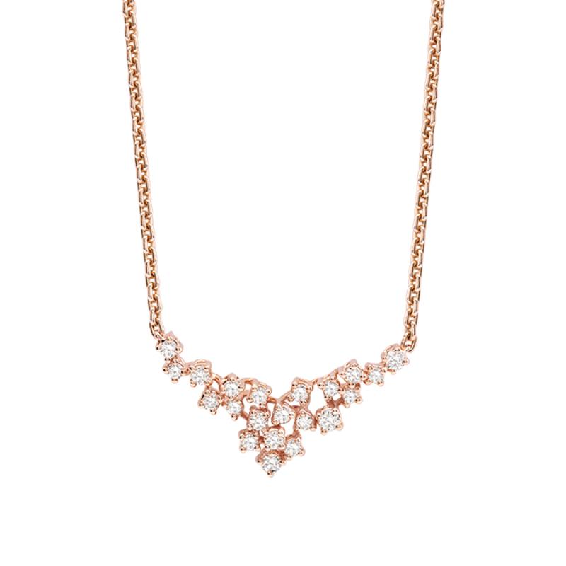 DAMIANI 18K ROSE GOLD DIAMOND MIMOSA NECKLACE CM.42 DIA-0.38 GLD-6.90. 