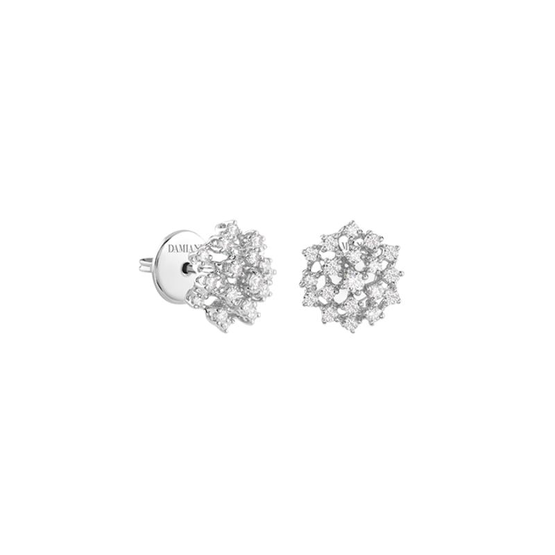 DAMIANI 18K WHITE GOLD MIMOSA EARRINGS WITH DIAMONDS DIA-0.67 GLD.3.90. 