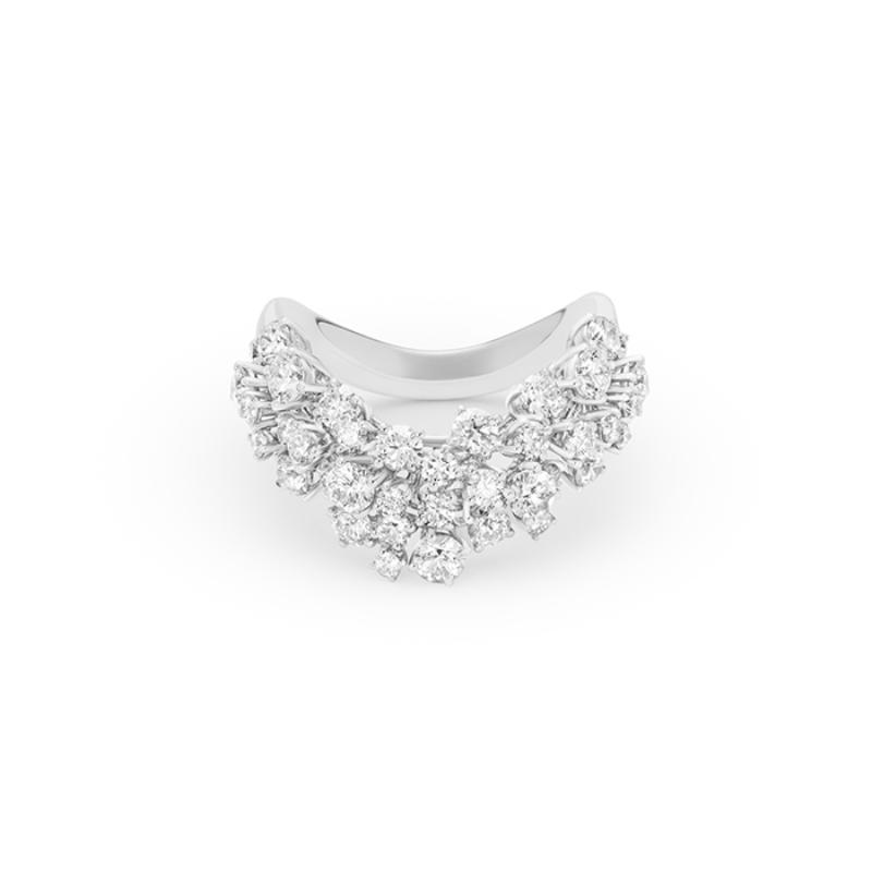 DAMIANI 18K WHITE GOLD DIAMOND MIMOSA RING SIZE 13 GLD-5.50 DIA-1.7440. 